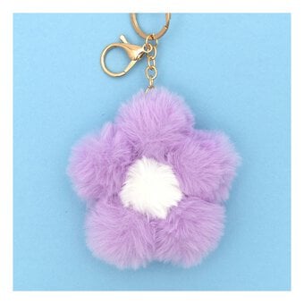 Purple Pom Pom Flower Keyring