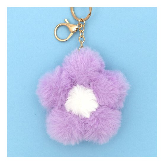 Purple Pom Pom Flower Keyring image number 2