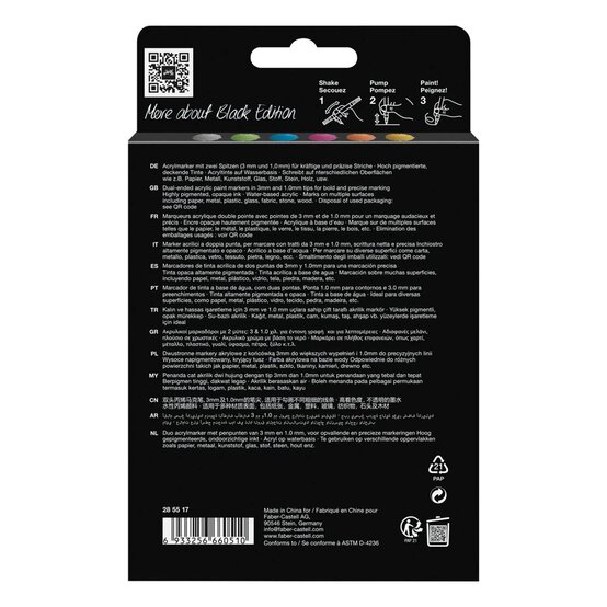 Faber-Castell Metallic Shake & Paint Acrylic Marker 6 Pack image number 3
