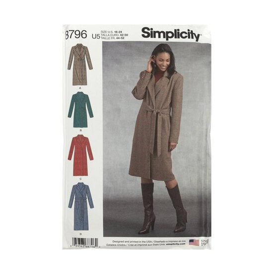 Simplicity Women's Jackets Sewing Pattern 8796 (U5 16-24) image number 1