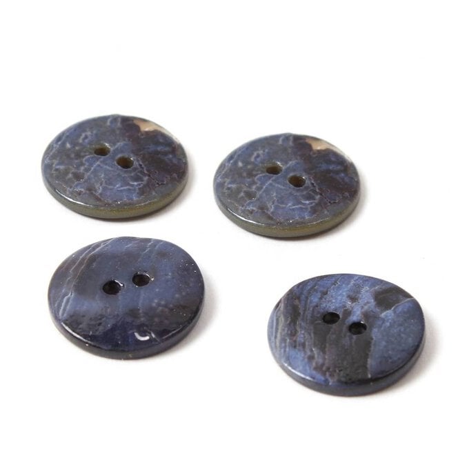 Hemline Sky Blue Shell Mother of Pearl Button 4 Pack image number 1