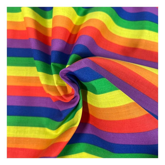Multicolour Stripe Polycotton Fabric by the Metre image number 1