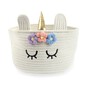 White Unicorn Cotton Rope Basket 30cm x 18cm  image number 1