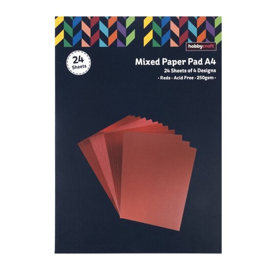 Mixed Red Paper Pad A4 24 Sheets  image number 4