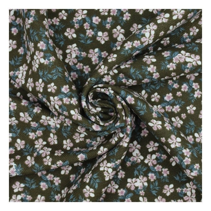 Brown and Pink Ditsy Floral Brushed Print Fabric by the Metre image number 1