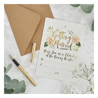 Gold Foil and Floral Evening Invitations and Envelopes 25 Pack image number 2