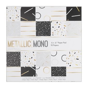 Papermania Metallic Mono Paper Pad 6 x 6 Inches 18 Sheets