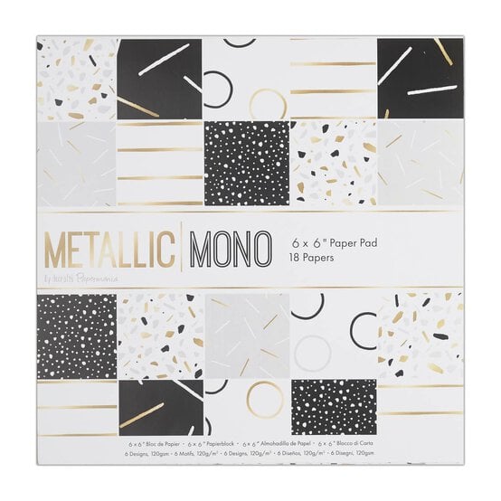 Papermania Metallic Mono Paper Pad 6 x 6 Inches 18 Sheets image number 1