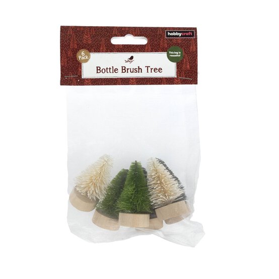 Assorted Green Bottle Brush Trees 5cm 6 Pack image number 4