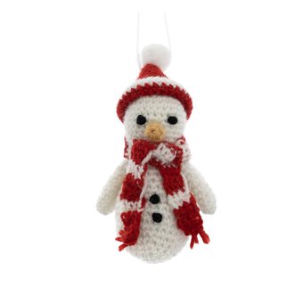 Hanging Crochet Snowman Decoration 10cm