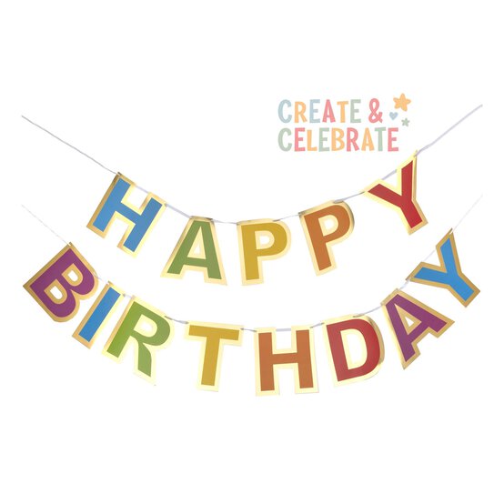 Create & Celebrate Rainbow Happy Birthday Bunting 2m image number 1
