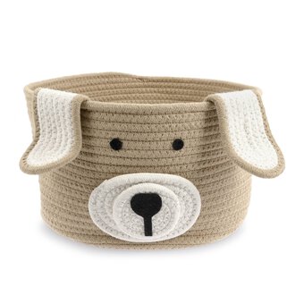 Brown Dog Cotton Rope Basket 30cm x 18cm 