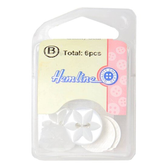 Hemline White Basic Star Button 6 Pack image number 2