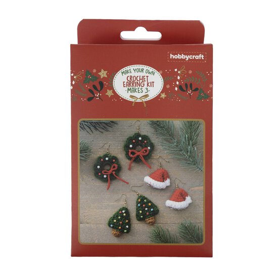 Make Your Own Crochet Christmas Earrings Kit 3 Pack image number 3
