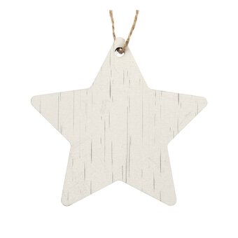 Hanging White Mango Wood Star Decoration 10cm