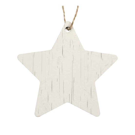 Hanging White Mango Wood Star Decoration 10cm image number 2