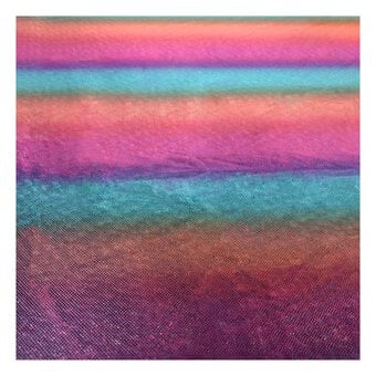 Blue Rainbow Foil Fabric by the Metre