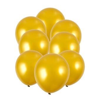 Gold Pearlised Latex Balloons 8 Pack