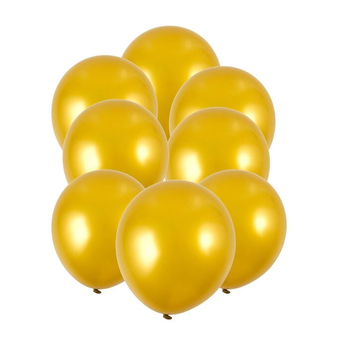 Gold Pearlised Latex Balloons 8 Pack image number 1
