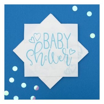 Blue Heart Baby Shower Napkins 16 Pack