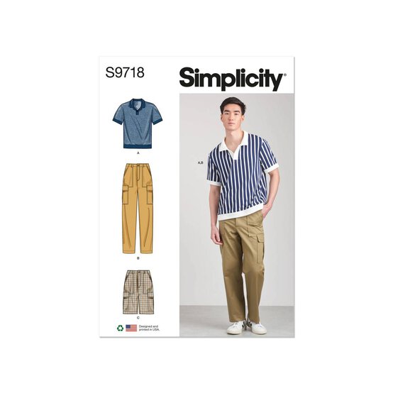 Simplicity Men Tops, Shorts and Trousers Sewing Pattern S9718 (AA 38-46) image number 1