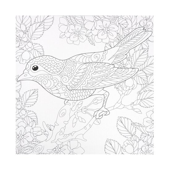 Bird on a Branch Colour-in Canvas image number 1