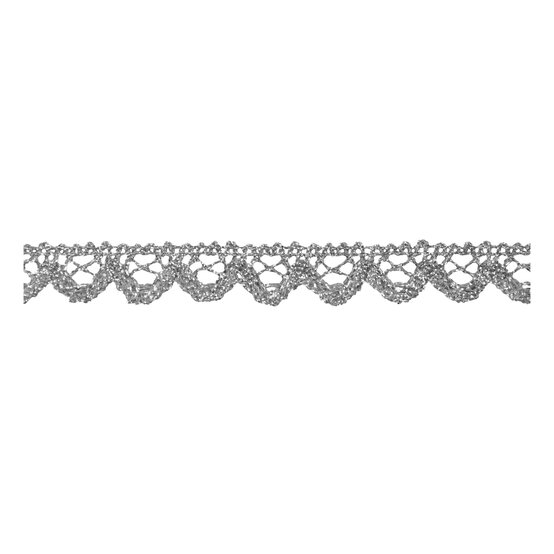 Silver 16mm Metallic Lace Trim by the Metre image number 1