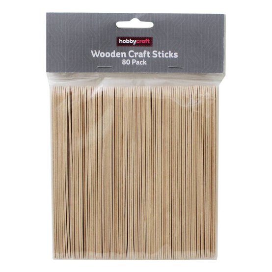 Natural Wooden Craft Sticks 80 Pack image number 2
