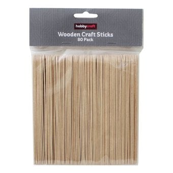 Natural Wooden Craft Sticks 80 Pack image number 2