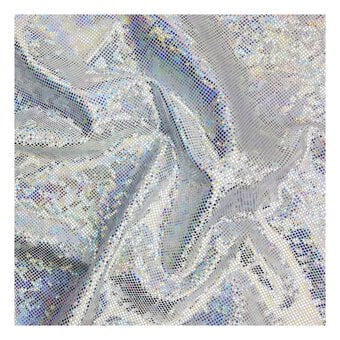 White Silver Holo Foil Nylon Spandex Fabric by the Metre