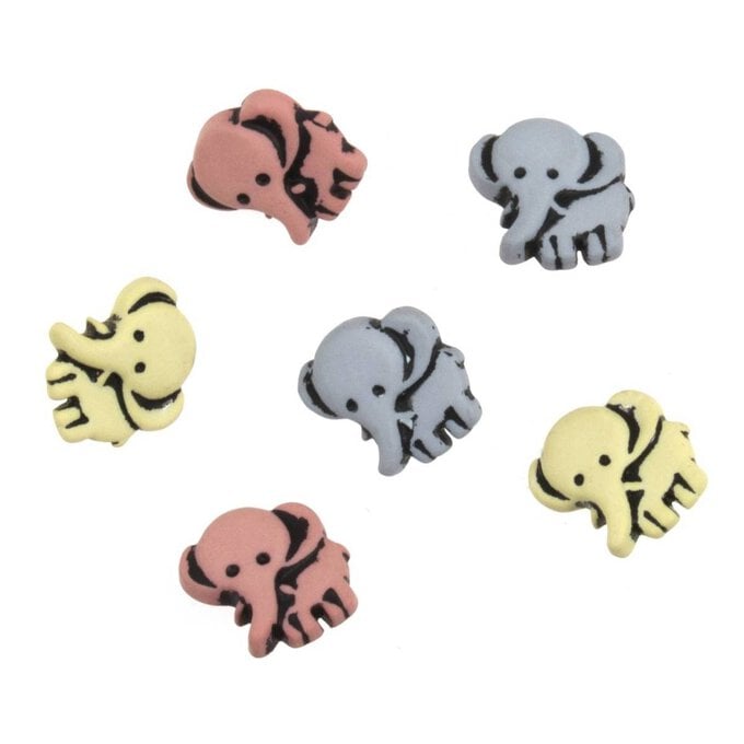 Trimits Elephant Craft Buttons 6 Pieces image number 1