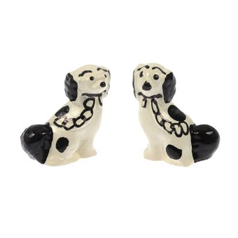 Doll&rsquo;s House Black and White Staffordshire Dogs 2 Pack