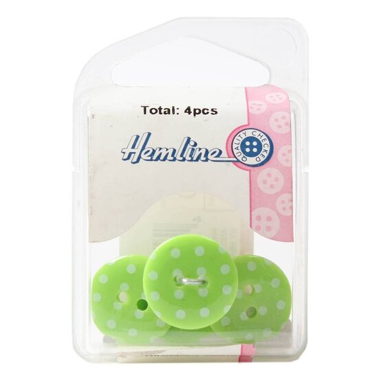 Hemline Light Green Novelty Spotty Button 4 Pack image number 2