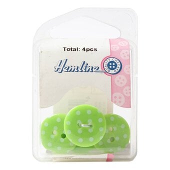 Hemline Light Green Novelty Spotty Button 4 Pack