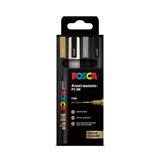 Uni-ball Posca Festive PC-3M Marker Pens 4 Pack image number 1