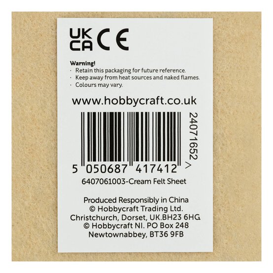 Cream Polyester Felt Sheet A4 image number 6