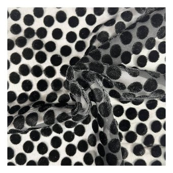 Black Dot Nylon Rayon Burnout Fabric by the Metre image number 2