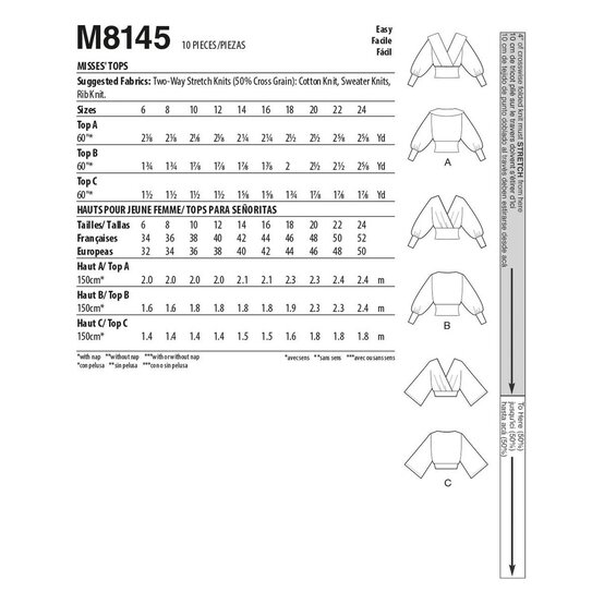 McCall&rsquo;s Beverley Tops Sewing Pattern M8145 (6-14) image number 2