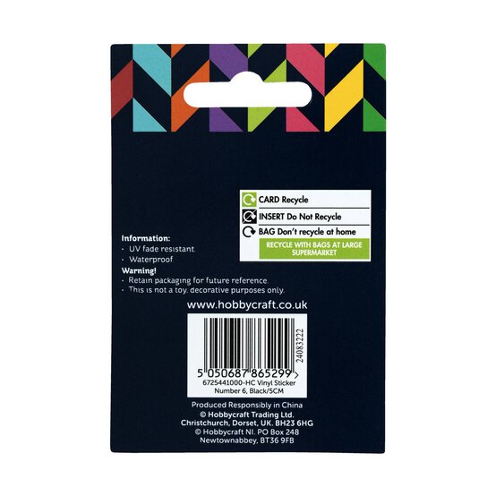 Black and Gold Vinyl Number 6 Sticker 5cm image number 6