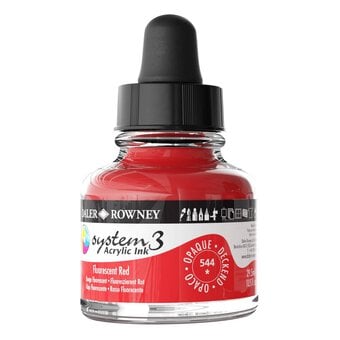 Daler-Rowney System3 Fluorescent Red Acrylic Ink 29.5ml