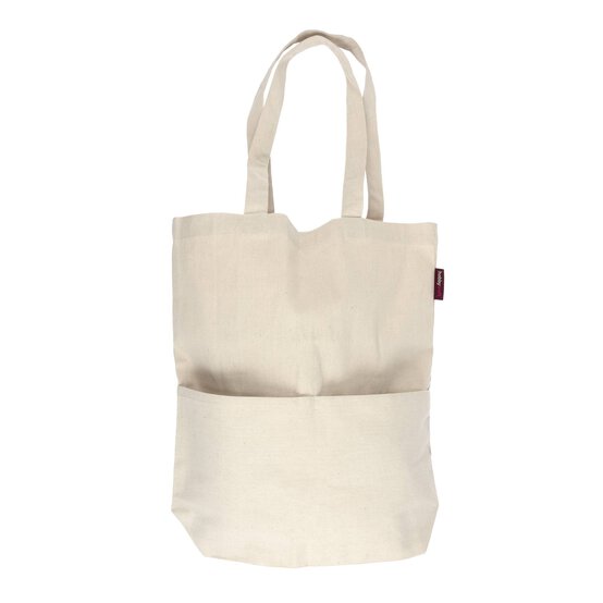 Natural Cotton Tote Shopping Bag with Pocket 38cm x 42cm x 10cm image number 2
