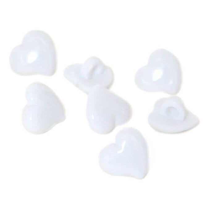 Hemline White Novelty Hearts Button 7 Pack image number 1
