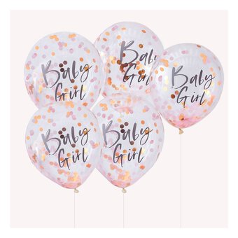 Ginger Ray Twinkle Twinkle Baby Girl Confetti Balloons 5 Pack