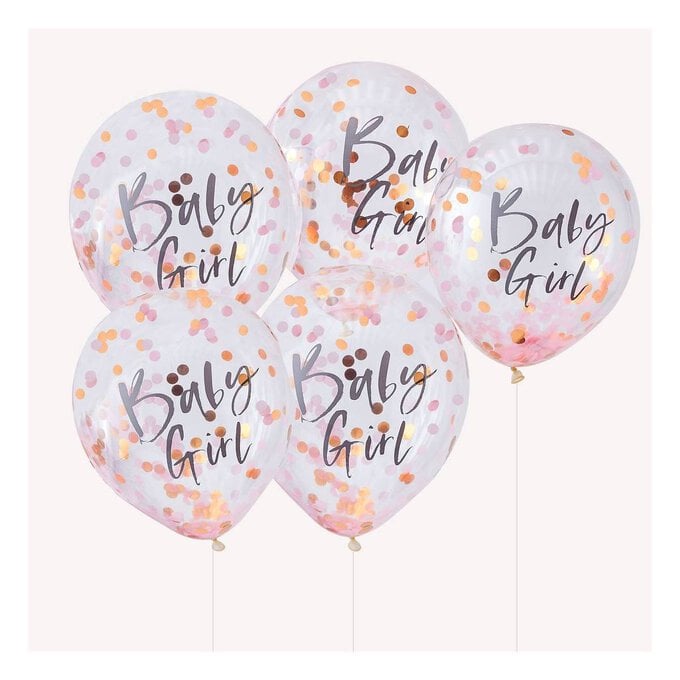 Ginger Ray Twinkle Twinkle Baby Girl Confetti Balloons 5 Pack image number 1