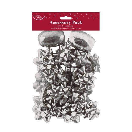 Silver Gift Wrap Accessories Set 14 Pieces image number 1