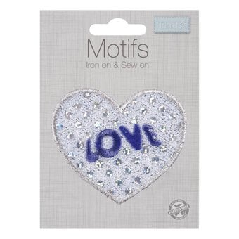 Silver Sequin Heart Iron-On Patch