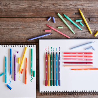 Dual Brush Pen Art Markers 6-Pack, Pastel, Brush Markers