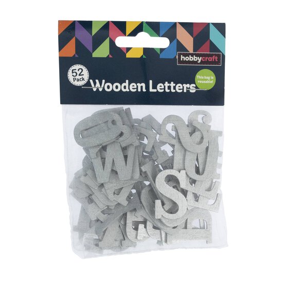 Silver Wooden Letters 52 Pieces image number 3