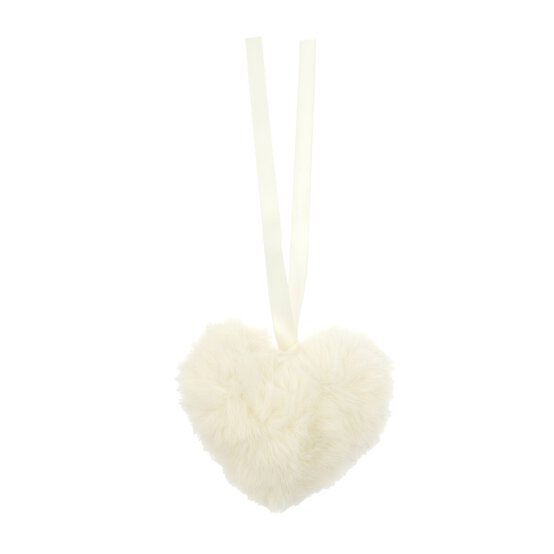 Cream Faux Fur Heart Pom 9cm image number 3