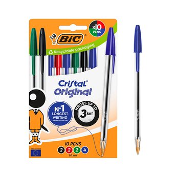 BIC Cristal Original Assorted Ballpoint Pens 10 Pack